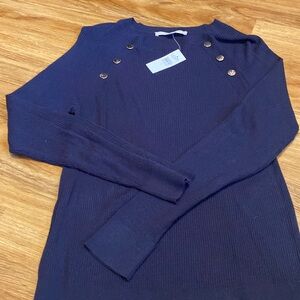 Loft Button Collar Top NWT Large